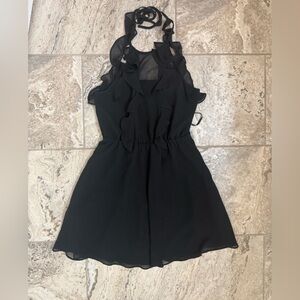 Like New Size XXS BCBG Generation Black Halter Ruffle Dress